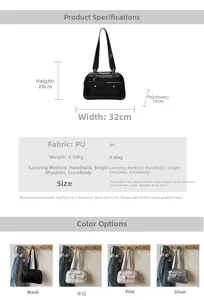 Detailed size chart and multi-color options for vintage PU leather bowling bags