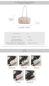 Detailed size chart and dimensions for the minimalist PU leather shoulder bag with 5 color options