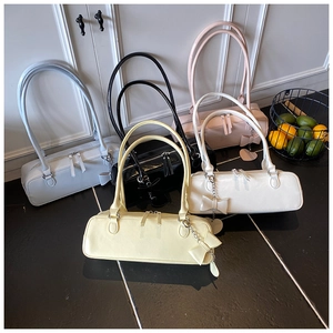 French style baguette shoulder bags in five vibrant colors with bow charms