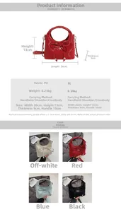 Dimensions détaillées et vues multiples du petit sac à main en PU avec décor de nœud