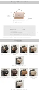 Detailed size specifications and material chart for the vintage PU leather handbag