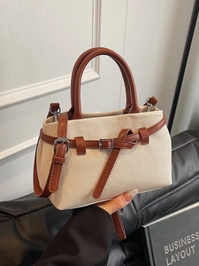 High-End Women PU Leather Bucket Bag Stitching Crossbody Shoulder Bag Versatile Handbag For Daily Fashion Retro Small Bag