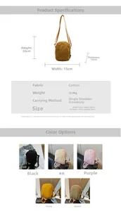 Tableau des tailles pour sac en nylon montrant les dimensions 20cm hauteur et 15cm largeur