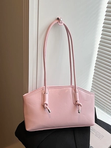 Women Large Capacity Shoulder Bag Fashion Minimalist PU Leather Tote Bag With Knot Decoration Urban Daily Commute Underarm Bag