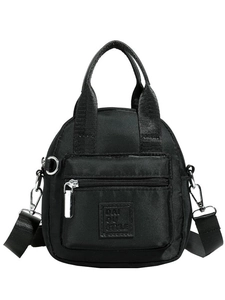 Waterproof black nylon crossbody bag for women with top handles and adjustable strap