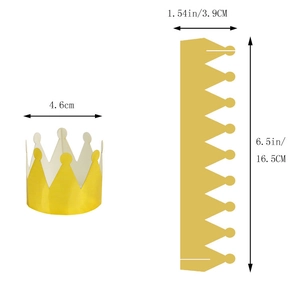 Detailed view of shiny gold paper crown napkin ring with 4.6cm diameter and 16.5cm length
