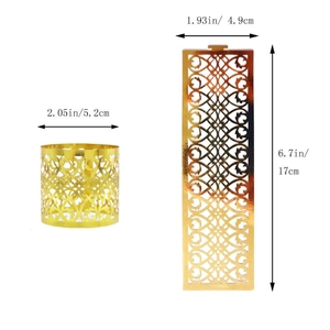 Detailed view of rose gold hollow laser-cut napkin ring with specific dimensions