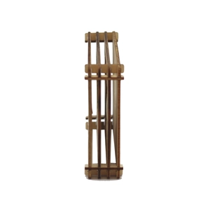 Detail view of laser-cut 3D wooden puzzle layers showing joints and precise edge finish