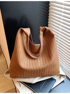 Große Kapazität Gewebt Einkaufstasche Für Damen PU Leder Minimalistisch Hobo Schultertasche Mode Casual Einfarbig Tasche