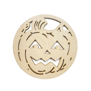 Halloween Wooden Coaster Hollow Laser Cut Pumpkin Ghost Table Mat Heat Insulated Dining Desktop Decorative Mat