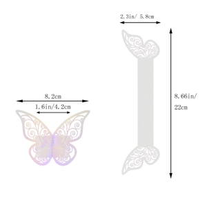 Detailed size chart for butterfly napkin ring with laser-cut hollow design and pink mirror finish