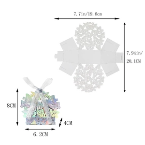 Iridescent laser-cut butterfly gift box assembly and layout dimensions for candy