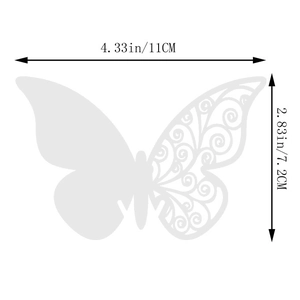 Macro shot of laser cut butterfly card with precise dimensions 11cm by 7.2cm shown clearly