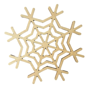 Laser cut wooden snowflake coaster with intricate geometric design for Christmas table decor