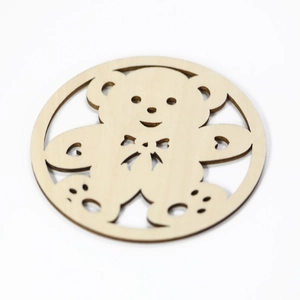 Cute teddy bear laser-cut wooden coaster and heat-resistant insulation table mat