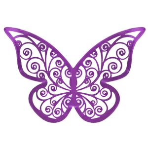Detailed laser-cut purple butterfly napkin ring with intricate scrollwork patterns