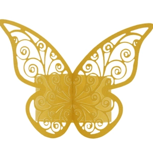 Golden laser-cut butterfly napkin ring with hollow patterns for wedding decorations