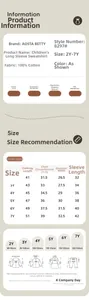 Detailed size guide for kids halloween cotton sweatshirt with dimensions from 2Y to 7Y