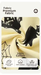 Detail of 100% cotton fabric with Halloween bat print for toddler boys' sweatshirt