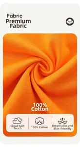 Macro view of bright orange 100% cotton knit fabric with soft texture for kids T-shirts