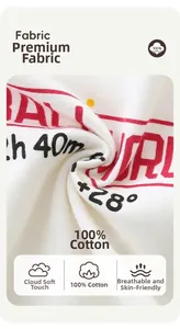 Detailaufnahme aus 100% weicher Baumwolle mit rot-schwarzem Grafikdruck auf dem Stoff