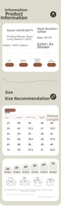 Detailed size chart for boys' cotton long sleeve t-shirt showing measurements for ages 2Y to 7Y