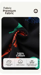 Détail du tissu 100% coton respirant avec motifs de dinosaures colorés pour enfants