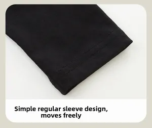 Detail of double-needle flat seam stitching on long-sleeve cotton T-shirt cuffs