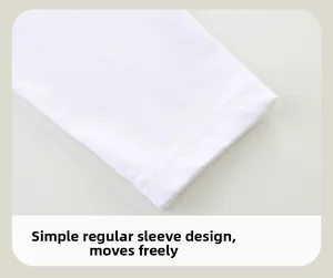 Detail shot of the white cotton sleeve cuff with durable double-needle stitching