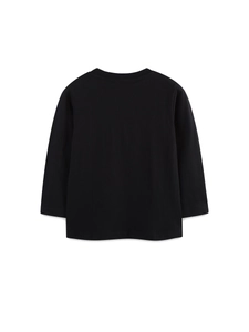 Classic black cotton long sleeve T-shirt for boys with a minimalist back view design