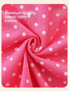 Gros plan sur un tissu 100% coton à pois roses et blancs pour robe de fille
