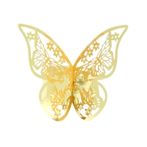 Rond de serviette papillon doré découpé au laser avec finition métallique brillante