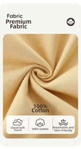 Close-up of 100% cotton fabric texture showing soft beige knit material for kids sweatshirt