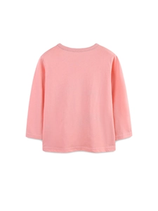 T-shirt rose à manches longues pour filles en coton avec col rond et style sport décontracté