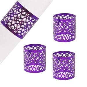 European Laser Cut Mirror Paper Napkin Rings Hollow Filigree Napkin Buckle For Wedding Party Table Decoration Banquet Supplies
