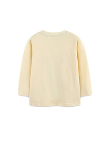 Pale yellow long sleeve cotton t-shirt for boys with a round neck and plain back view
