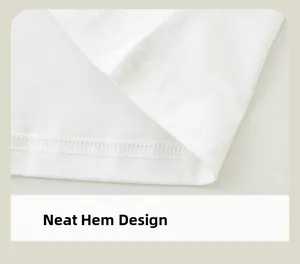 Close-up of boys long sleeve T-shirt hem with professional double-needle neat stitching