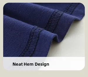 Macro detail of navy blue knit hem with precise double-needle stitching and smooth seams