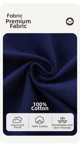 Close-up of soft navy blue 100% cotton knit fabric texture for boys sweatshirt