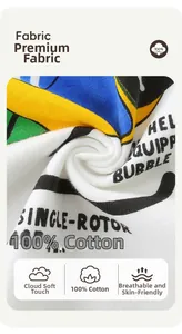Close-up of 100% cotton breathable fabric texture on boys' long-sleeve graphic t-shirt