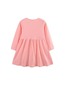 Robe rose à pois en coton pour filles avec jupe plissée de style princesse élégante