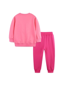Survêtement rose pour fille comprenant un sweat à col rond et un pantalon de jogging sport