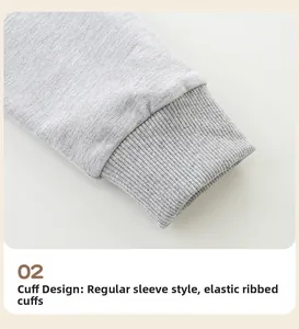 Gros plan sur les poignets côtelés élastiques d'un sweat-shirt gris en coton mélangé