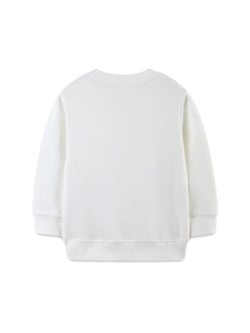 Sweat-shirt blanc à manches longues en coton tricoté pour filles avec bords-côtes