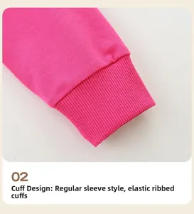 Detailed close-up of hot pink girls sweatshirt showing elastic ribbed cuff design