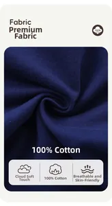 Detail of soft 100% cotton navy knit fabric with premium texture for kids pants