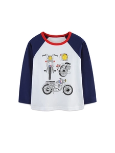 Maglia a maniche lunghe da bambino con maniche raglan e stampa grafica di motocicletta
