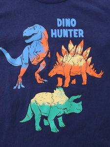 T-shirt manches longues bleu foncé pour garçons avec imprimés Dino Hunter colorés