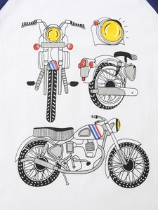Maglia a maniche lunghe da bambino con stampa di moto d'epoca in stile colorato