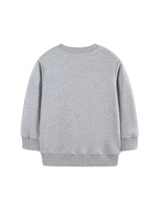 Sweat-shirt classique gris chiné pour filles avec col rond et finitions côtelées